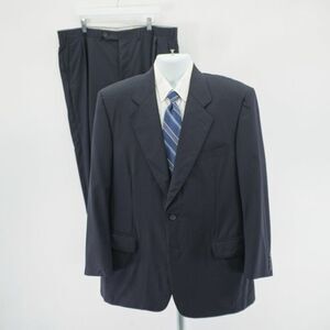 Samuelsohn Sb Savoy Wool 2 Piece Suit Blue Striped 44R 40 / 29 Pleated High Rise